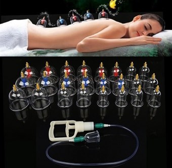 Massagekopper til Vakuummassage - Kinesisk Cupping Terapi - m/ Vakuumpumpe