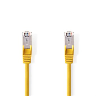 Cat 5e kabel | SF/UTP | RJ45 Han | RJ45 Han | 15.0 m | Runde | PVC | Gul | Plastikpose