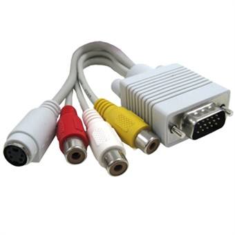 VGA til TV S-Video RCA AV 3 adapterkabel til PC/Bærbar (15cm)