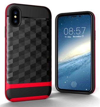 Solid Square Hardcase i TPU plast og Silikone til iPhone X / iPhone Xs - Rød