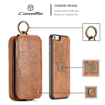 CaseMe Prime Læderpung med magnetisk Cover til iPhone 6/ iPhone 6s. - Brun