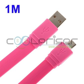 Flad 1 Meter Micro USB Kabel (Magenta)