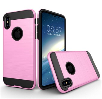Stylish Brushed Cover i TPU plast og Silikone til iPhone X / iPhone Xs - Pink