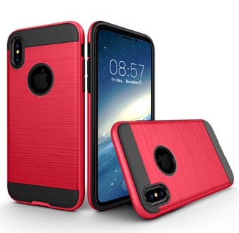 Stylish Brushed Cover i TPU plast og Silikone til iPhone X / iPhone Xs - Rød