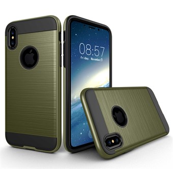 Stylish Brushed Cover i TPU plast og Silikone til iPhone X / iPhone Xs - Army Grøn