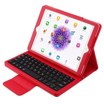 Etui i PU-Læder m/ Bluetooth Tastatur & Plast Cover til iPad - Rød