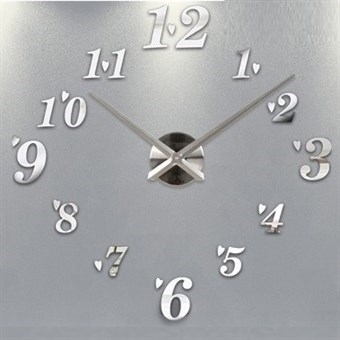 Moderne 120x120 cm væg ur i art nuvo stil sølv