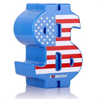 Blå Dollar Logo Piggy Bank Plastic Saving Box