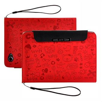 Cartoon læder etui Galaxy Tab 7.7 (Rød)