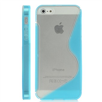 iPhone 5 / iPhone 5S / iPhone SE 2013 - Line plastik cover M silikone sider (Blå)