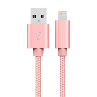 Billigt Nylon Telefon Kabel Rose Guld - 1 Meter