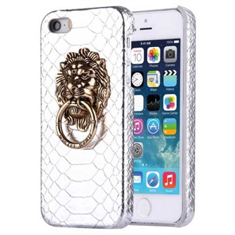 Snakeskin læder cover iPhone 5 / iPhone 5S / iPhone SE 2013 - Sølv