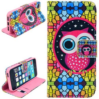 Stand Kort Pung etui iPhone 5 / iPhone 5S / iPhone SE 2013 - Funky Owl