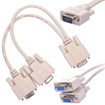 VGA Male til 2 VGA Female Splitter Y-Kabeladapter (0.3 M)