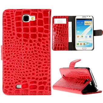 Krokodille etui til Galaxy Note 2 (Rød)
