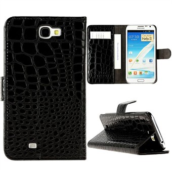Krokodille etui til Galaxy Note 2 (Sort)