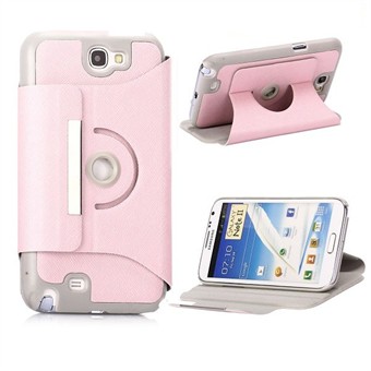 360° Roterende Galaxy Note 2 Etui (Pink)