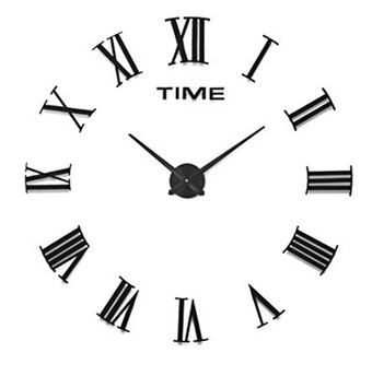 Moderne 120x120 cm væg ur i klassisk stil med romer tal sort