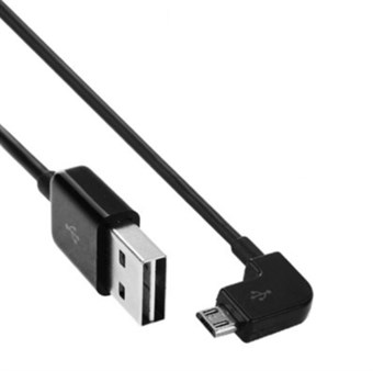 Elbow Micro USB to USB 2.0 Kabel 5 meter - Sort