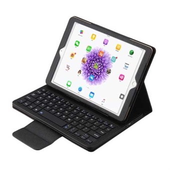 Etui i PU-Læder m/ Bluetooth Tastatur & Plast Cover til iPad - Sort