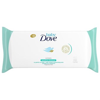 Dove Baby Wipes Sensitive - Vådservietter til Følsom Hud - 50 stk.
