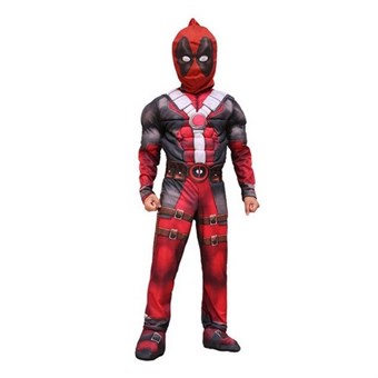 Deadpool Kostume - Børn - Inkl. Dragt + Bælte + Maske - Small - 95-120 cm