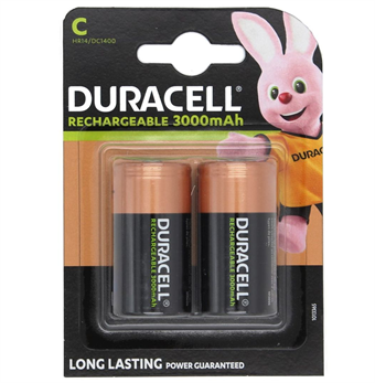 Duracell 3000mAh Genopladelige C batterier - 2 stk