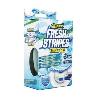 AirPure Fresh Stripes Toilet Gel - Toiletrens - Alternativ til Toiletblokke - Ocean Breeze - Duft af Hav