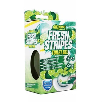 AirPure Fresh Stripes Toilet Gel - Toiletrens - Alternativ til Toiletblokke - Lime Zing - Duft af Lime