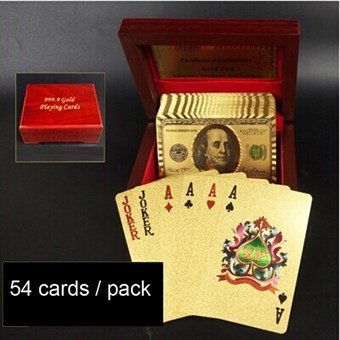 Forgyldte Spillekort - 24 Karat Folie - Dollar Gold Gift Edition