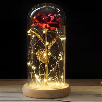 24 Karat Guldbelagt Rose med LED-Lys - Dekorationsblomst