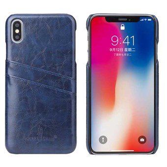 Fashion Leather Cover til iPhone XS Max - Blå