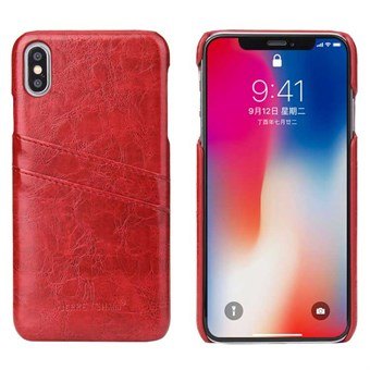 Fashion Leather Cover til iPhone XS Max - Rød