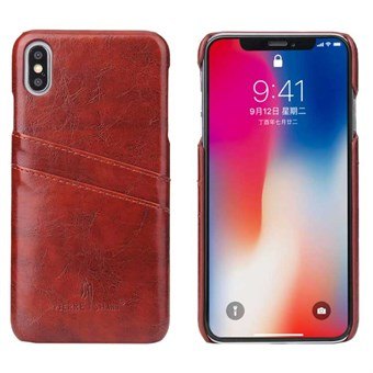 Fashion Leather Cover til iPhone XS Max - Brun