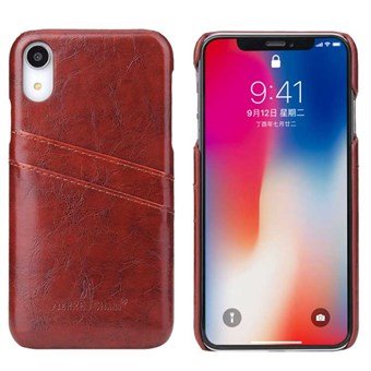 Fashion Leather Cover til iPhone XR - Brun