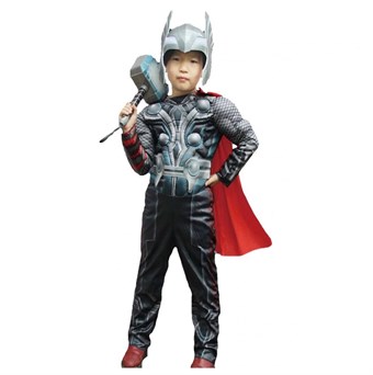 Thor Kostume - Børn - Inkl. Maske + Dragt + Kappe - Medium- 120-130 cm