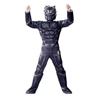 Black Panther Kostume Børn - Inkl. Maske + Dragt - Large - (130-140 cm)