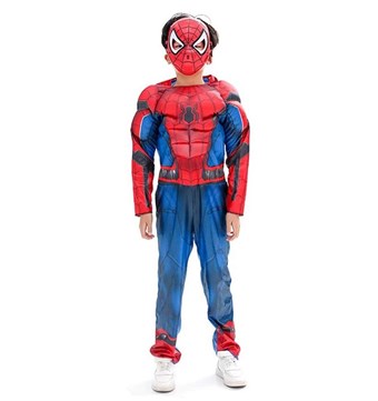 Spiderman Børn - Inkl. Maske + Dragt - Medium - 120-130 cm