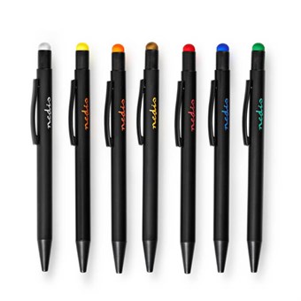 Stylus Pen til Tablet / Smartphone - 7 stk. - Gummiknapper - Clip - Kuglepen - Sort