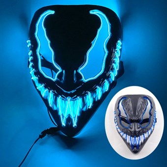 Cosplay Venom Maske med Indbygget Neon LED Lyseffekt - Nyt Design