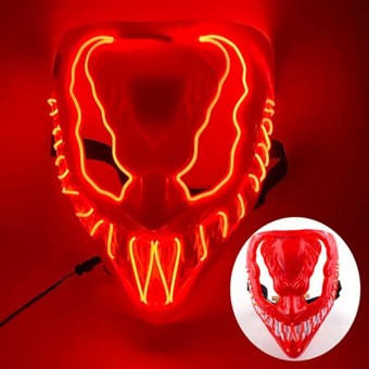 Cosplay Venom Maske med Indbygget Neon LED Lyseffekt - Nyt Design