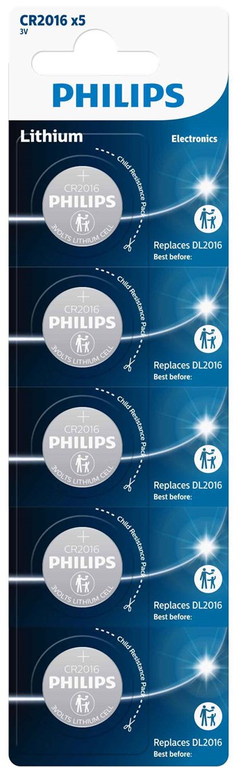 PHILIPS Lithium CR2016 - 5 stk