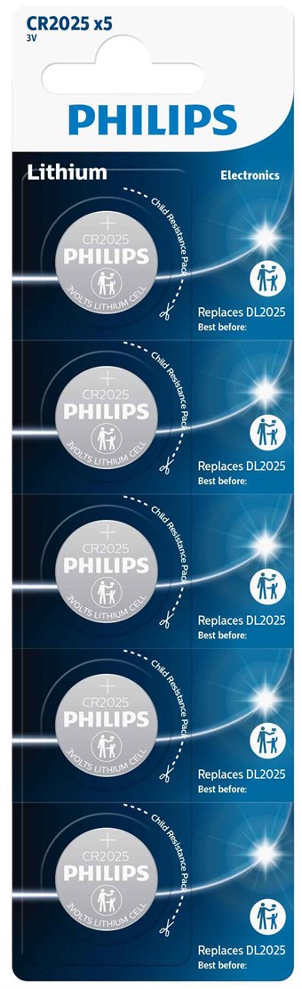 PHILIPS Lithium CR2025 - 5 stk