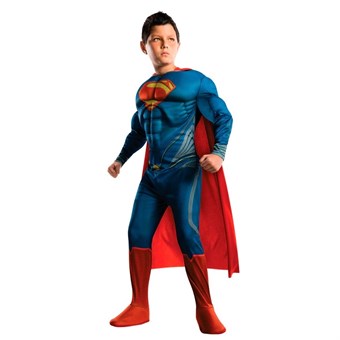 Superman Kostume - Børn - Inkl. Ansigtmaske + Dragt + Kappe - Medium - 120-130 cm 