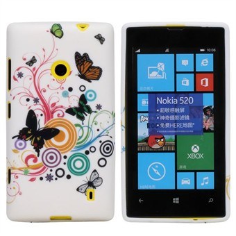 Motiv Silikone Cover til Lumia 520 (Sommerfugle)