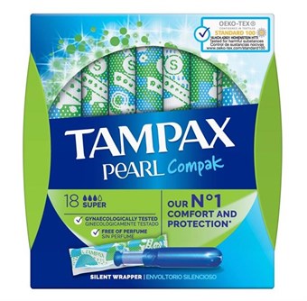 Tampax Pearl Compak Super Tamponer - 18 stk.