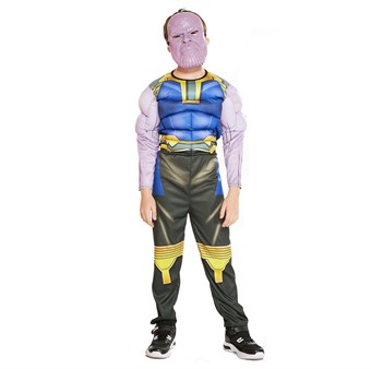 Thanos Kostume - Børn - Inkl. Dragt + Handske + Maske - Large - 130-140 cm