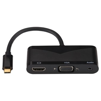 USB Multi-function Adapter - V83 Type-C to 4K HDMI + VGA + 3.5 mm Audio