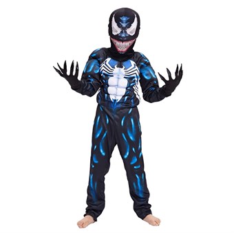 Venom Kostume Børn - Inkl. Maske + Dragt - Small - 110-120 cm