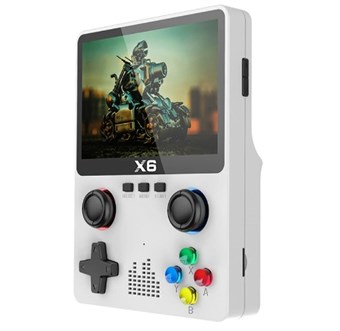 X6 Retro Håndholdt Spillekonsol med Dobbelt Joystick-Design - 3,5" Skærm - Hvid